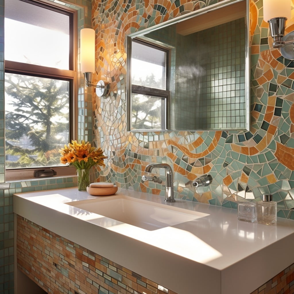 Tiled Backsplash Girls Bathroom