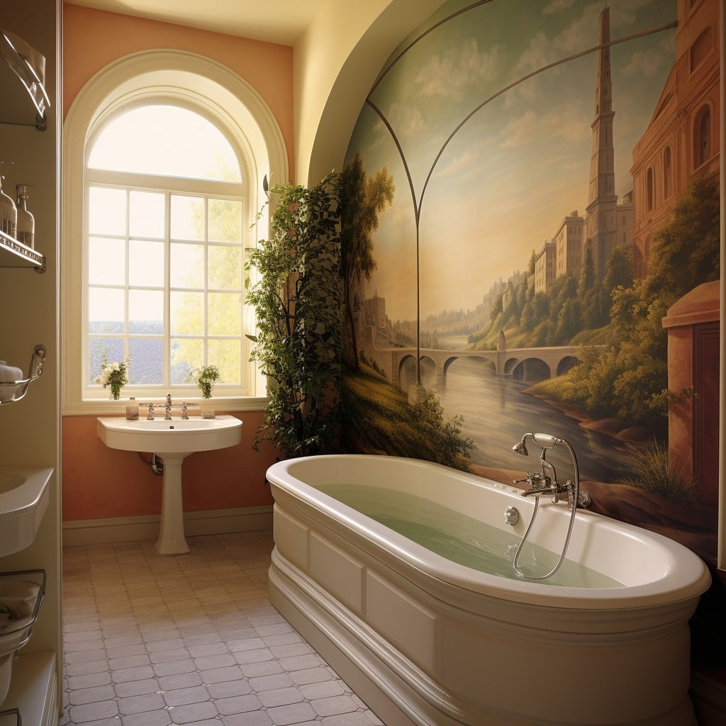 Trompe L’oeil Wall Mural Bathroom Accent Wall