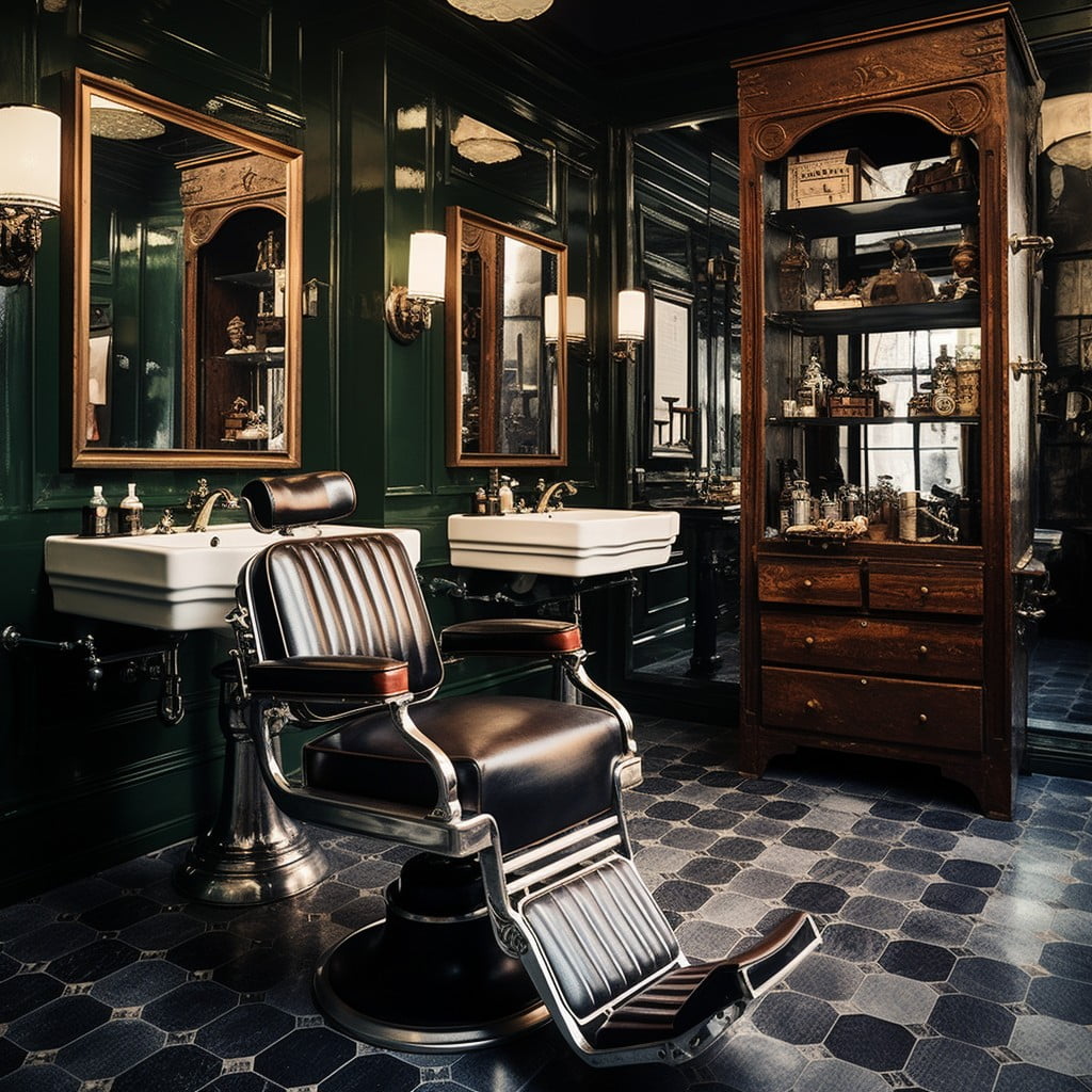 Vintage Barber Shop Masculine Bathroom