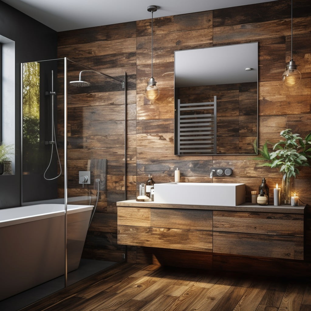 Wood Paneling Bathroom Accent Wall