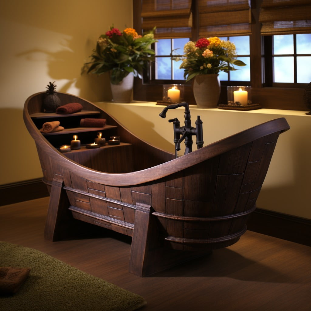 Wooden Bathtub Caddy Brown Bathroom