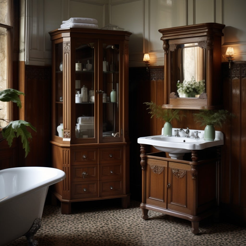 Wooden Storage Cabinets Victorian Bathroom