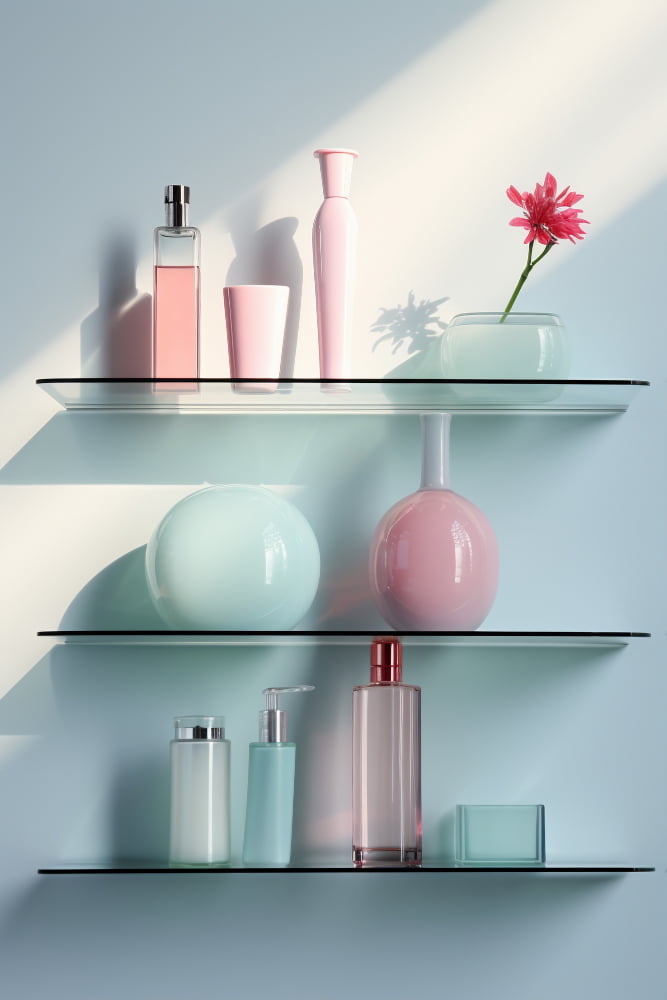 bathroom Corner Glass Shelves