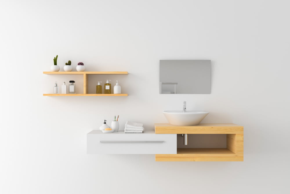 bathroom Floating Wooden Shelves