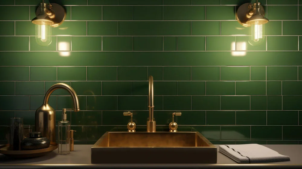 bathroom Green Subway Tiles