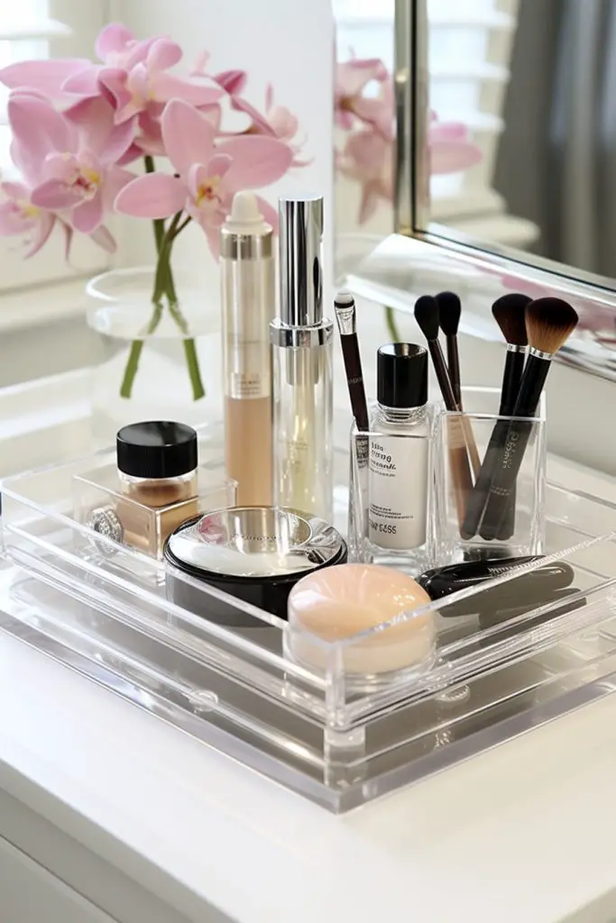 Acrylic Makeup Organizer Tray Bathroom Tray --ar 2:3