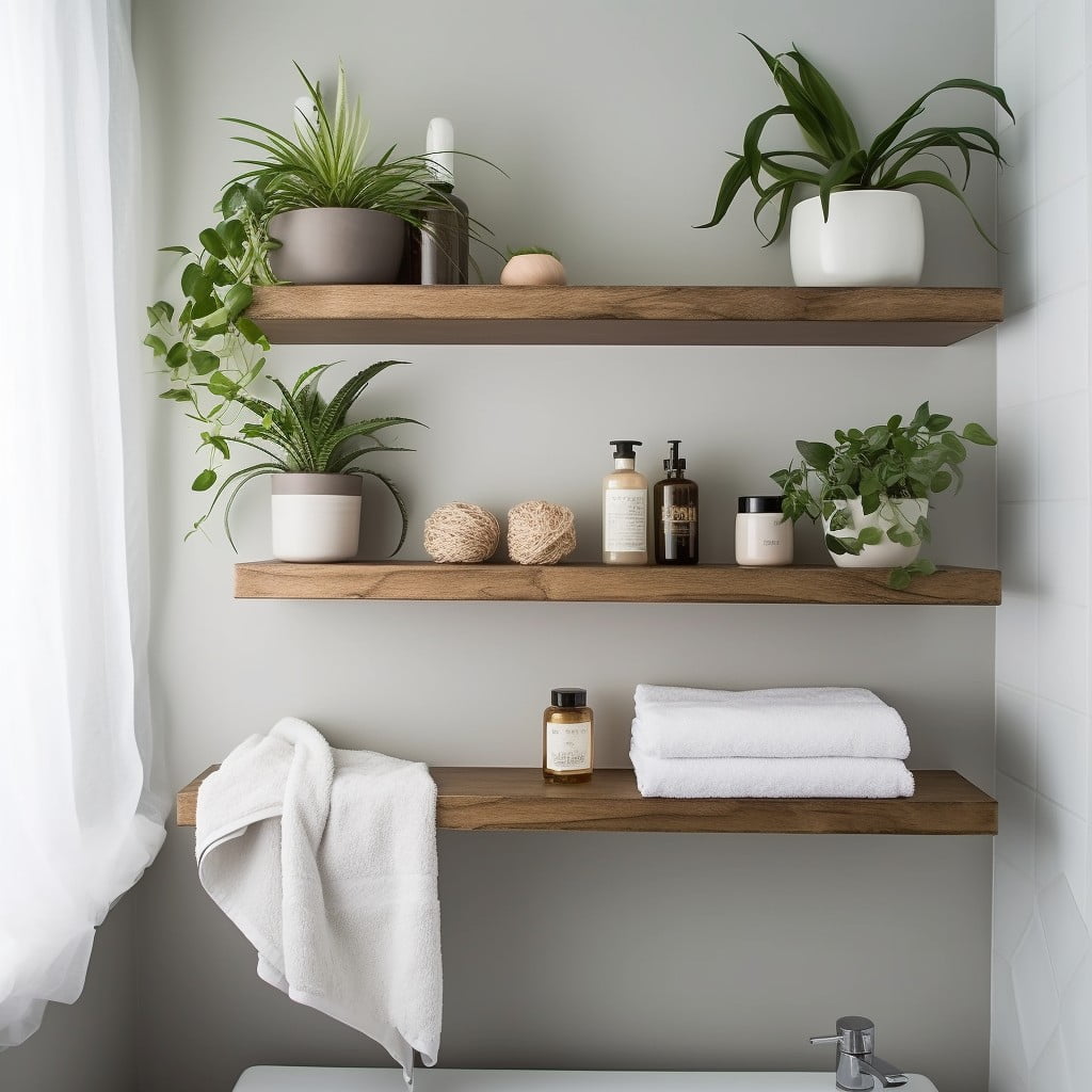 Add Floating Shelves Bathroom Makeover