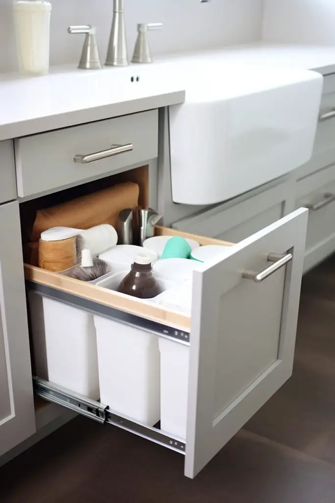 Add a Mini Trash Bin Bathroom Drawer --ar 2:3