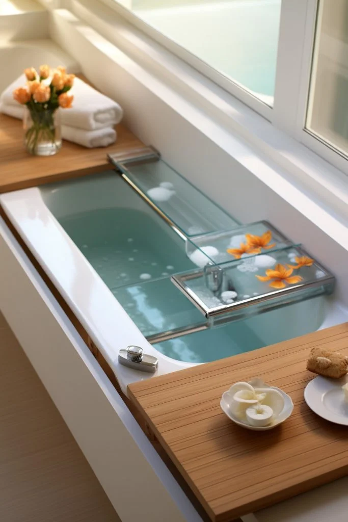 Adjustable Slide Tub Tray Bathroom Tray --ar 2:3