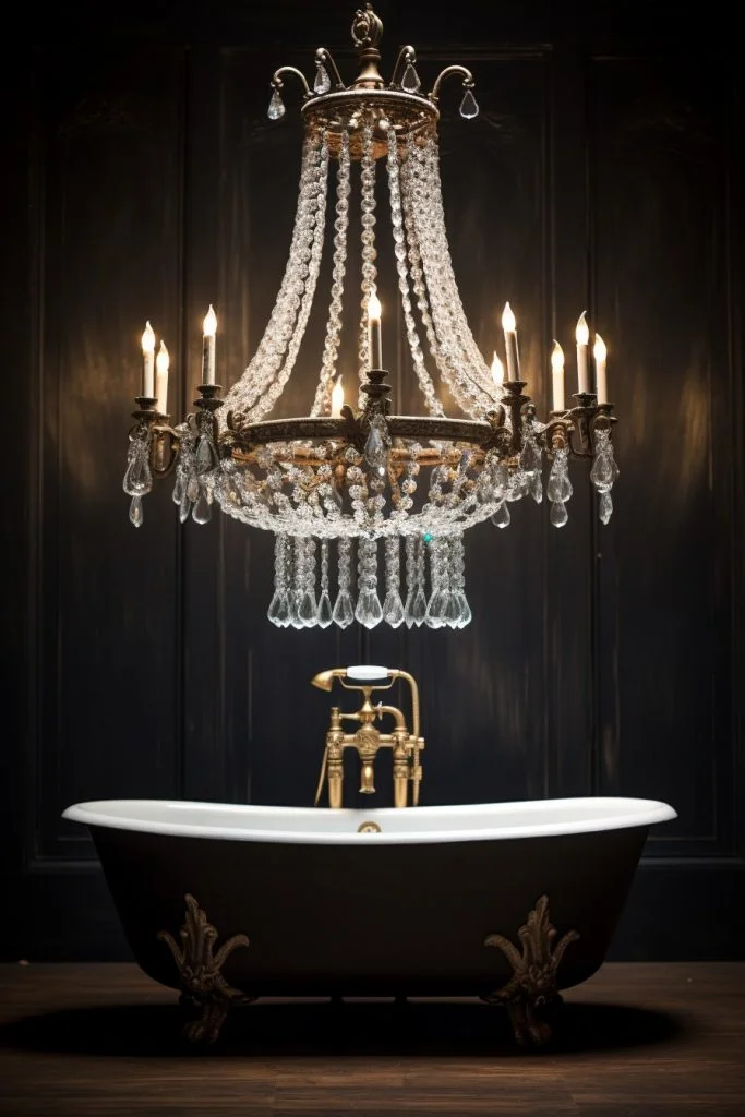 Antique Chandelier for Retro-themed Bathrooms Bathroom Chandelier --ar 2:3