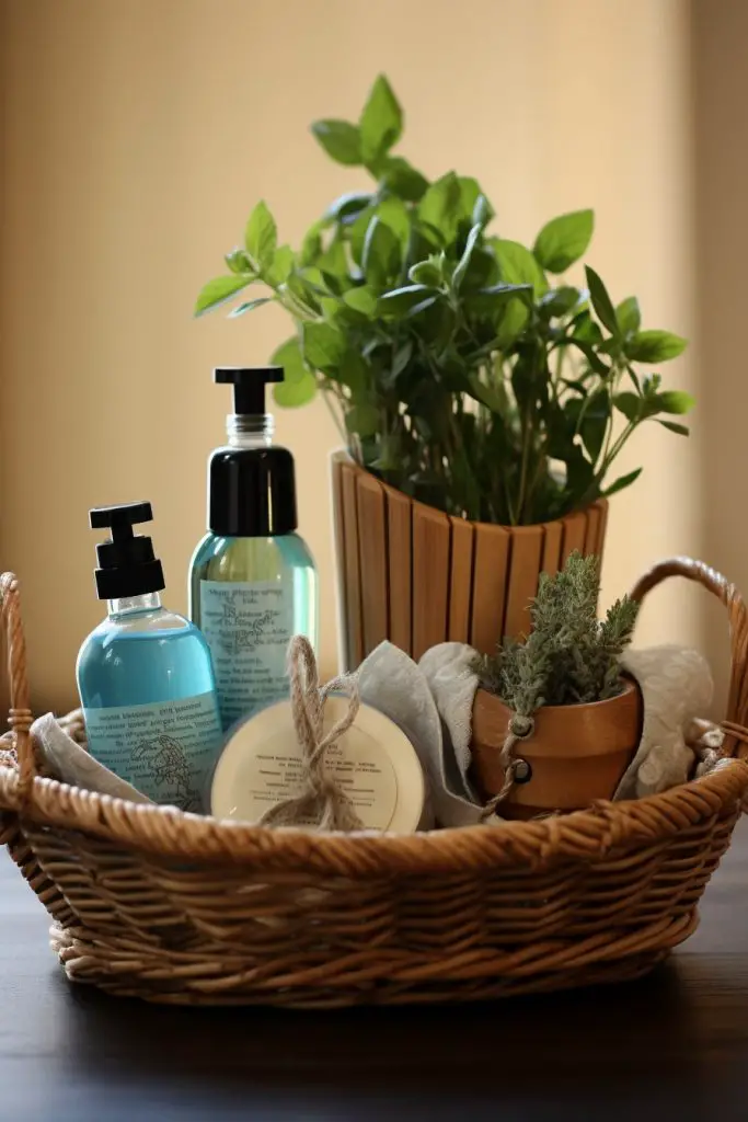 Mini Skincare Essentials Basket Bathroom Basket --ar 2:3