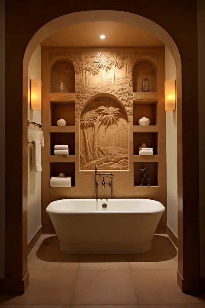 Bas-relief Wall Art Niche Bathroom Niche --ar 2:3