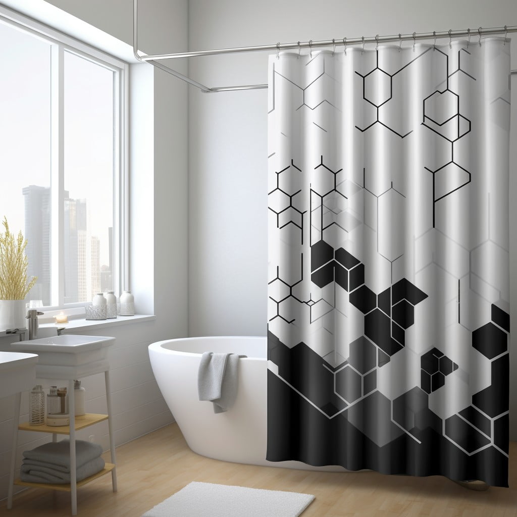 Black and White Geometric Print Curtains Bathroom Curtain