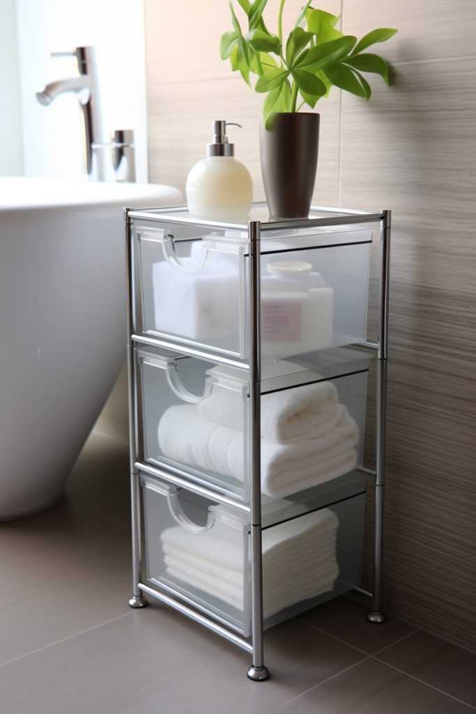 Buy Small Clear Plastic Bins Bathroom Drawer --ar 2:3