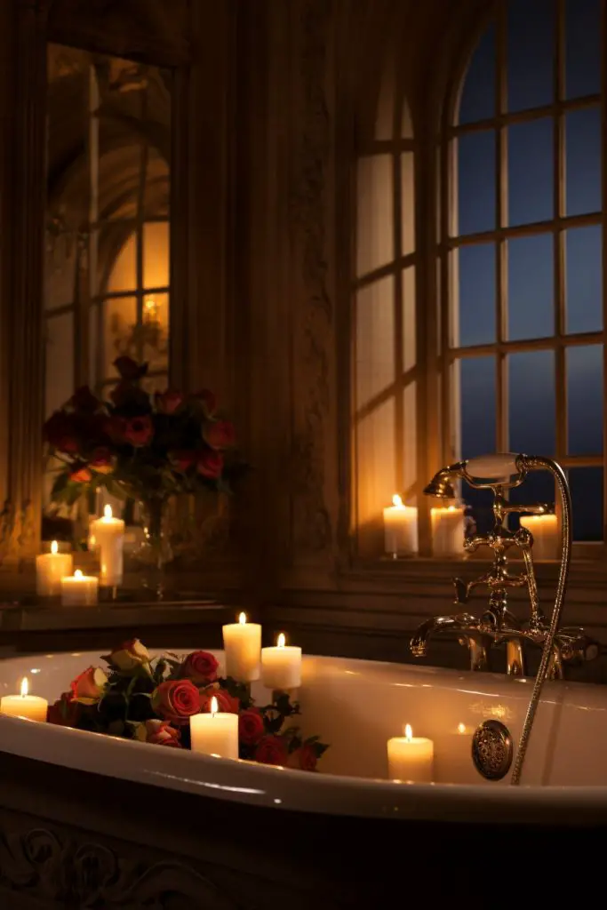
Candlelight Ambiance Romantic Bathroom --ar 2:3