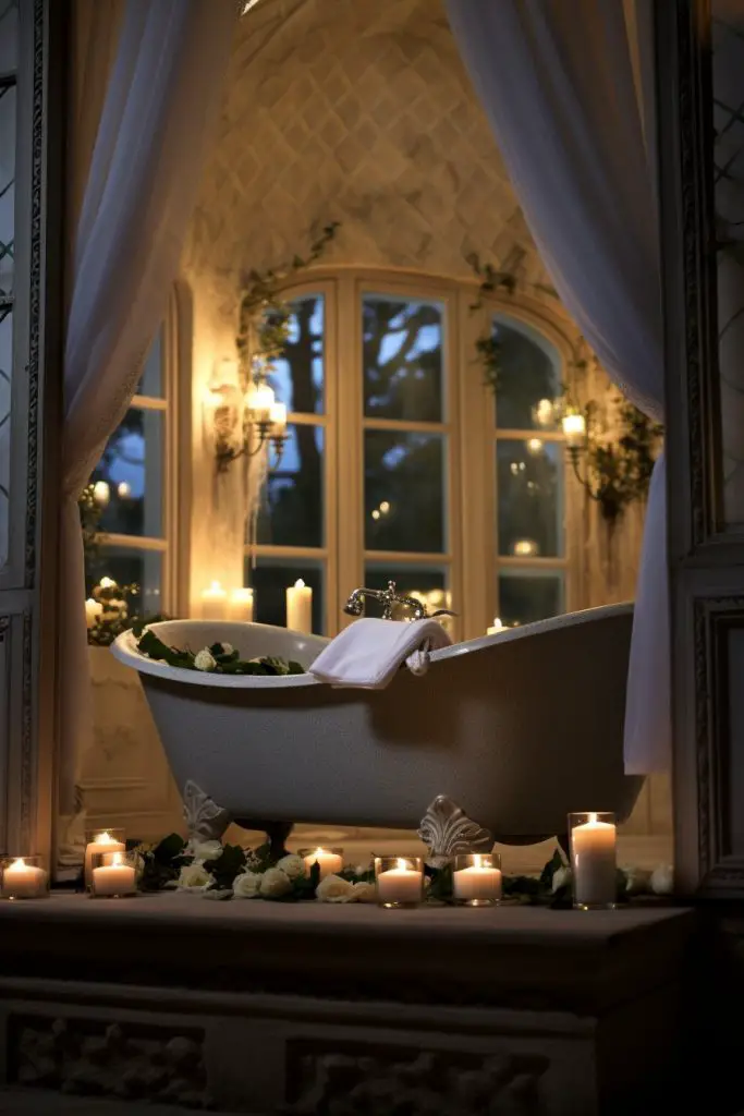 Cozy Bath Pillows Romantic Bathroom --ar 2:3