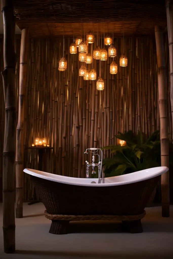 Eco-friendly Bamboo Chandelier Bathroom Chandelier --ar 2:3