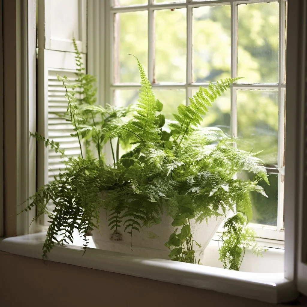 Ferns Near the Bathroom Window Bathroom Planter