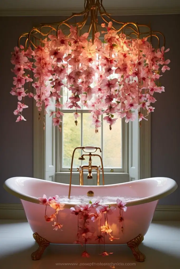 Floral-inspired Chandelier Bathroom Chandelier --ar 2:3