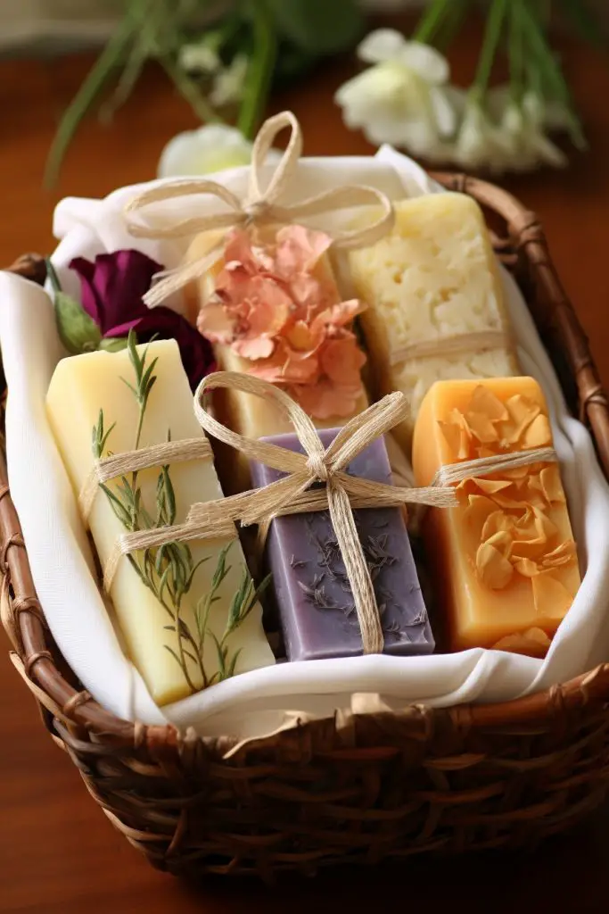 Fragrant Soap Sampler Basket Bathroom Basket --ar 2:3