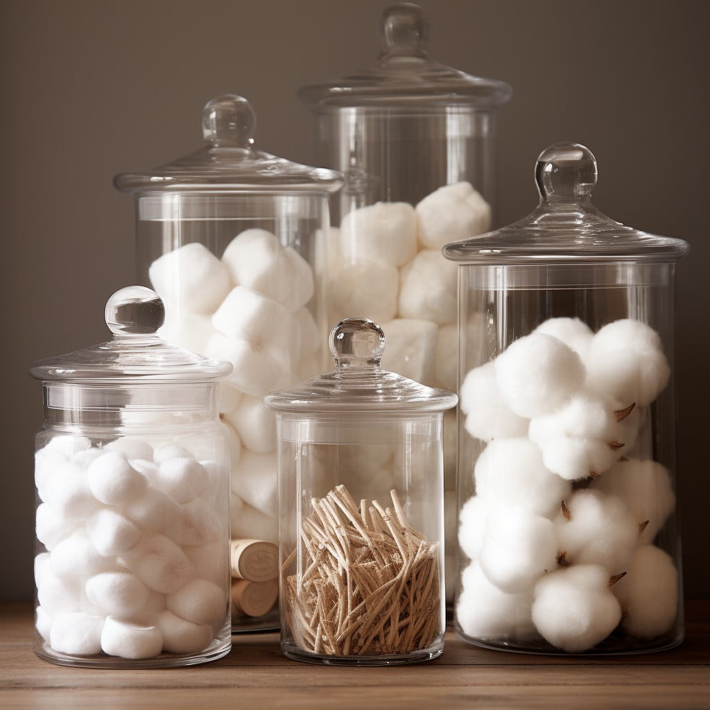 Glass Containers for Cotton Balls Bathroom Closet 