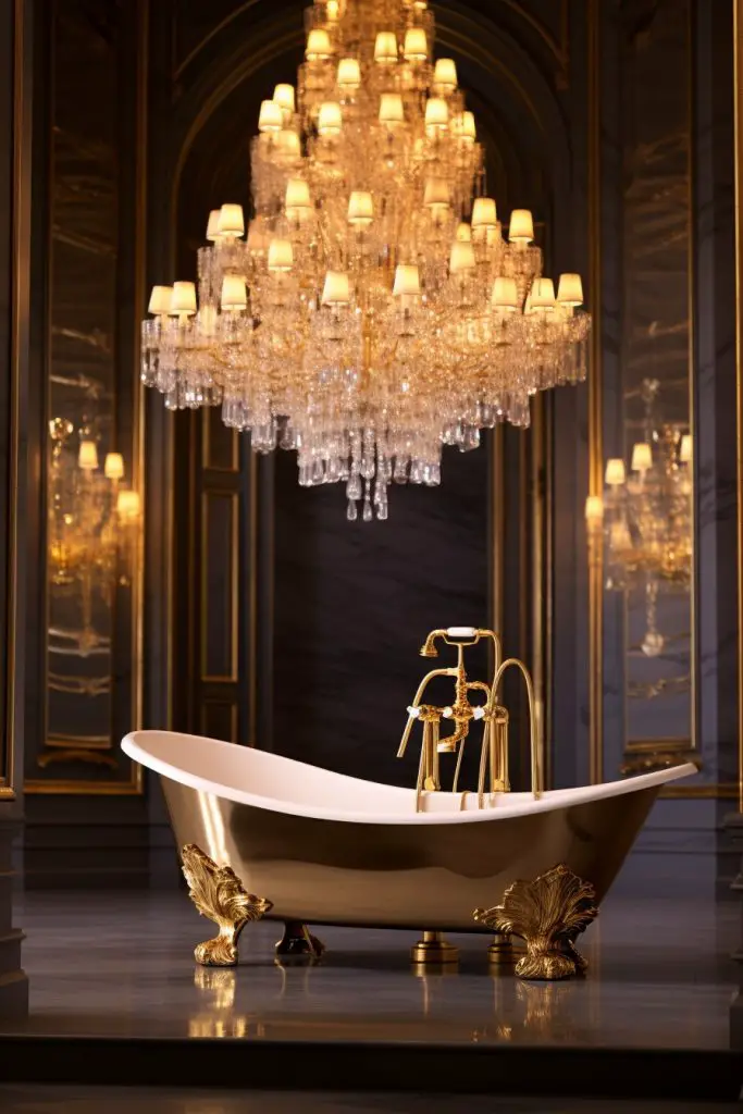Gold-plated Chandelier for a Luxurious Feel Bathroom Chandelier --ar 2:3
