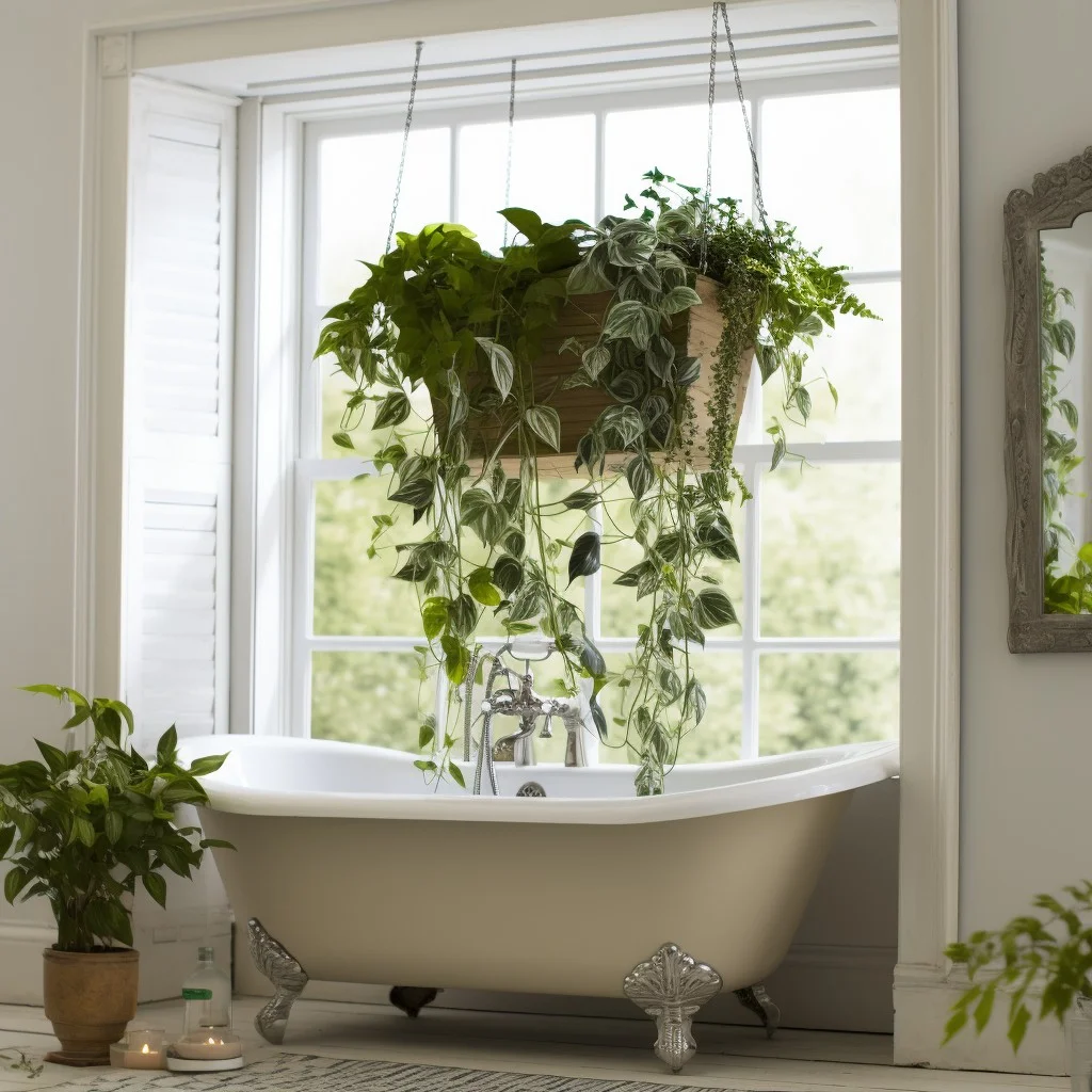 Hanging Plants Above the Bathtub Bathroom Planter