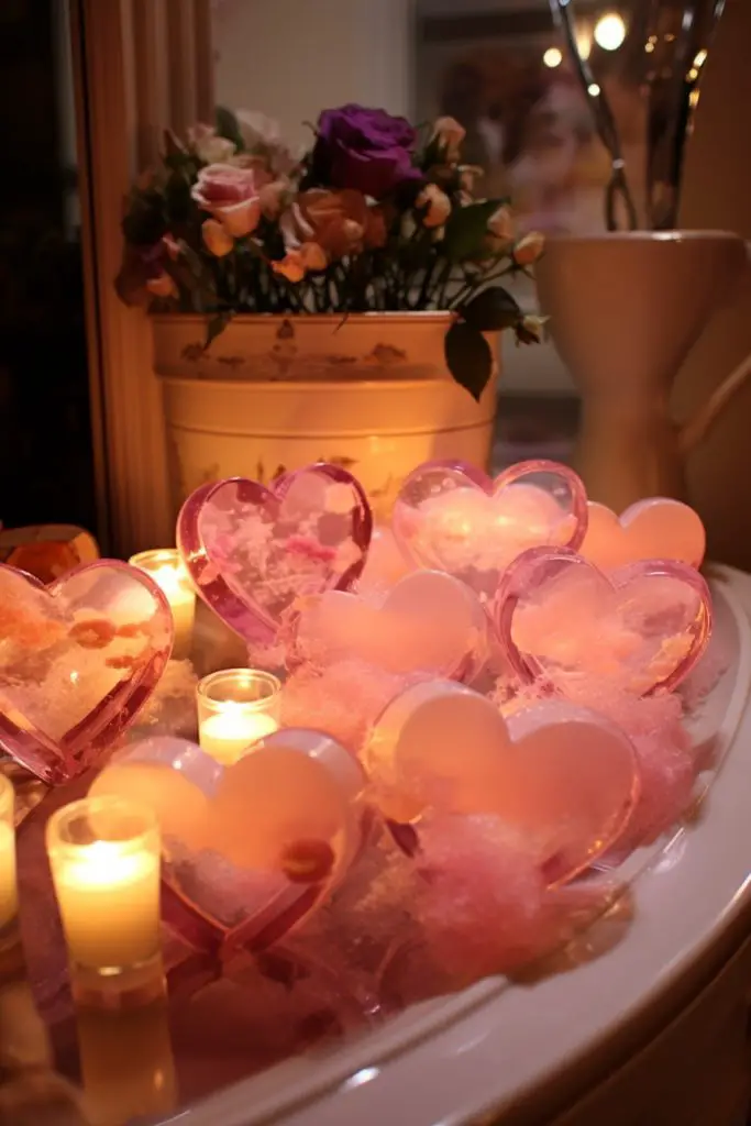 Heart-shaped Soaps Romantic Bathroom --ar 2:3