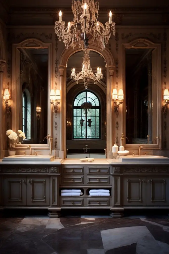 His and Hers Sinks Romantic Bathroom --ar 2:3
