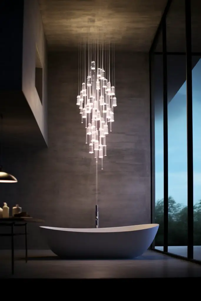 LED Illuminated Chandelier for Energy Efficiency Bathroom Chandelier --ar 2:3