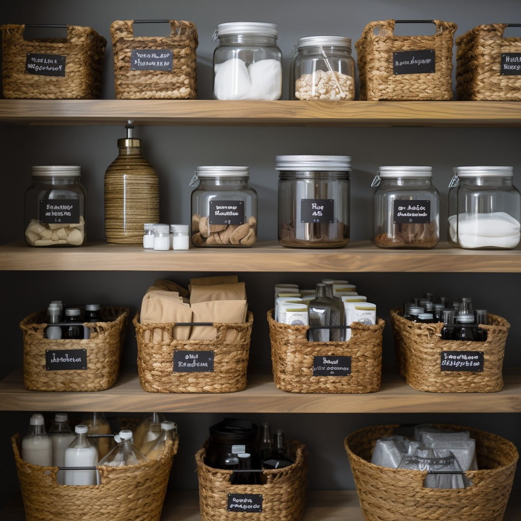 Label Your Baskets, Bins, and Jars Bathroom Closet Organization