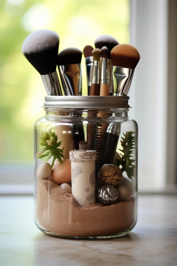 Makeup Brush Holder Jar Bathroom Jar --ar 2:3