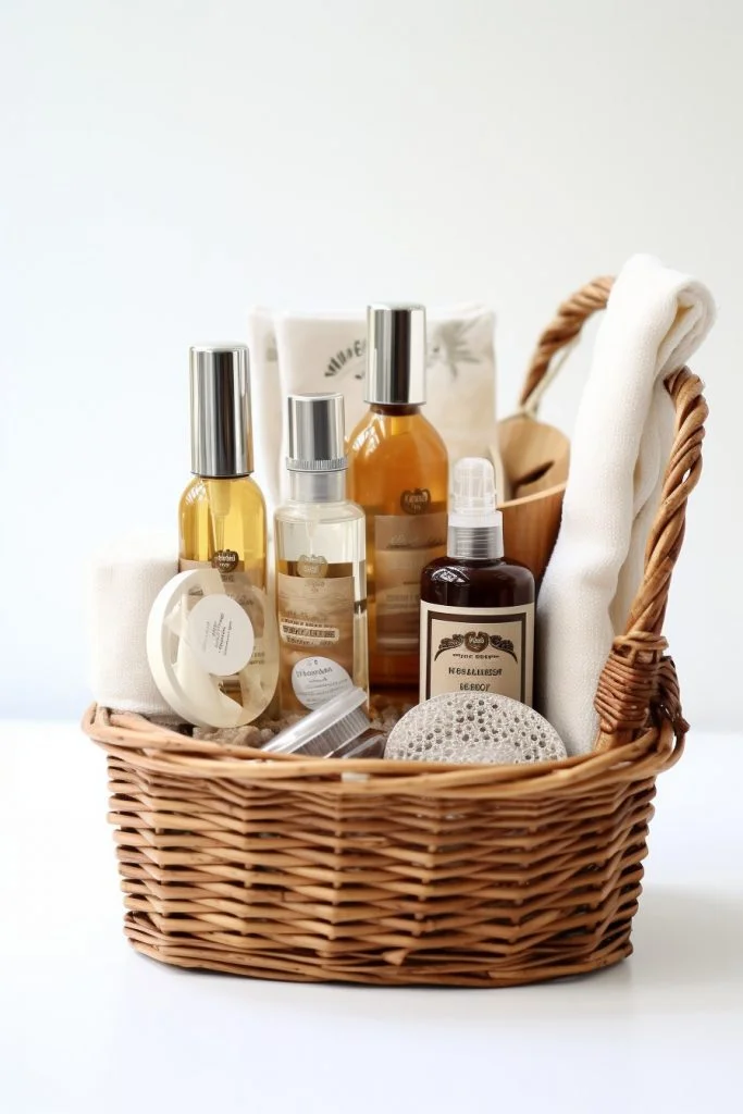 Mini Skincare Essentials Basket Bathroom Basket --ar 2:3