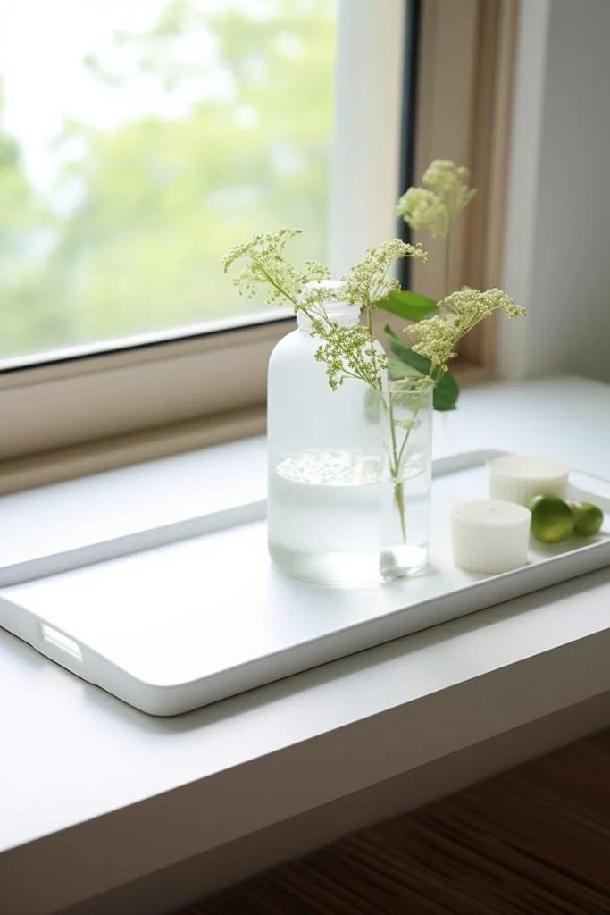 Minimalist White Porcelain Tray Bathroom Tray --ar 2:3