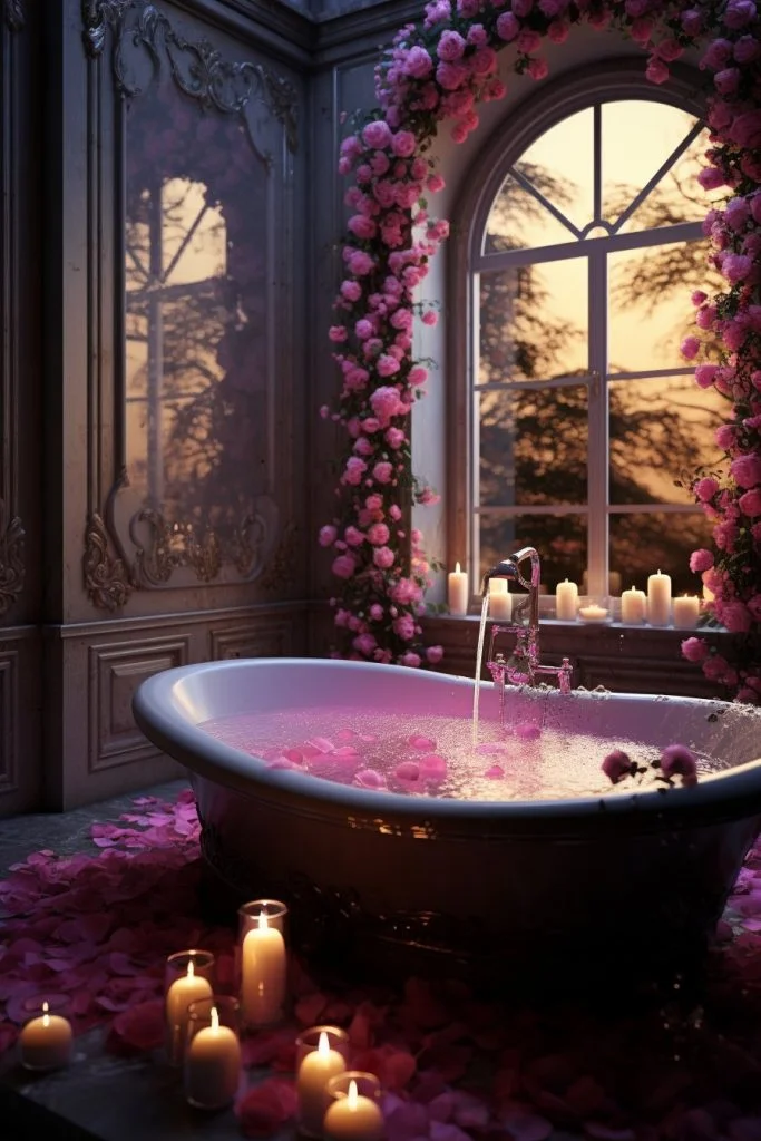 Mood-setting Music Romantic Bathroom --ar 2:3