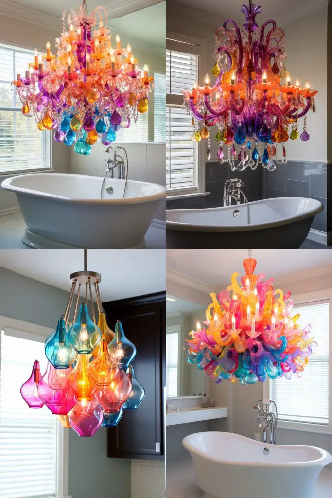 Multi-colored Chandelier for a Pop of Color Bathroom Chandelier --ar 2:3