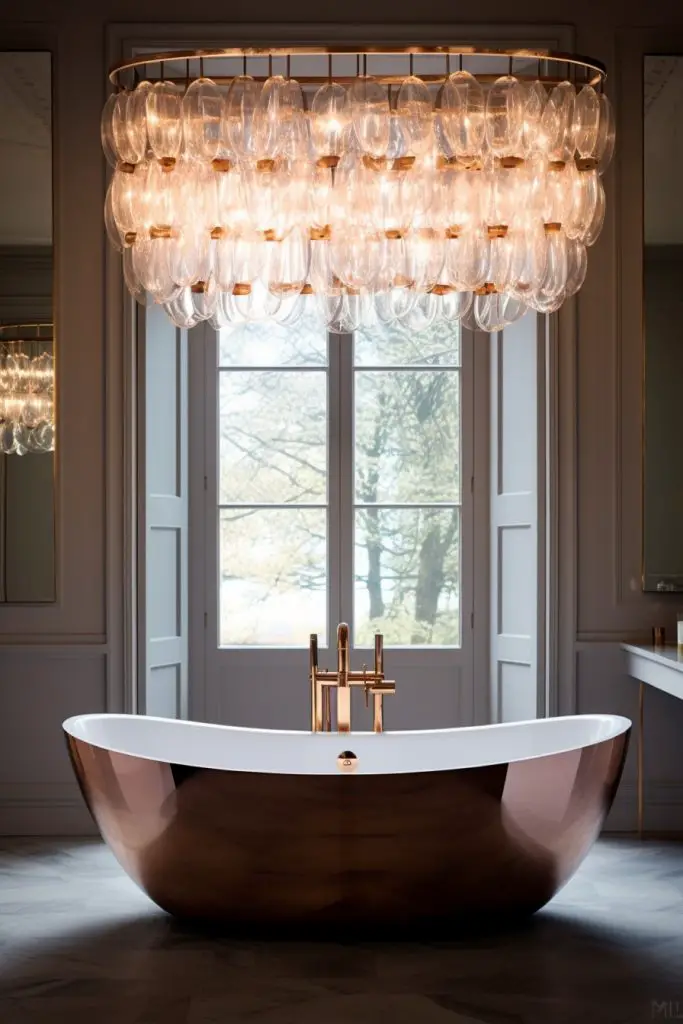 Oval-shaped Chandelier for a Unique Touch Bathroom Chandelier --ar 2:3
