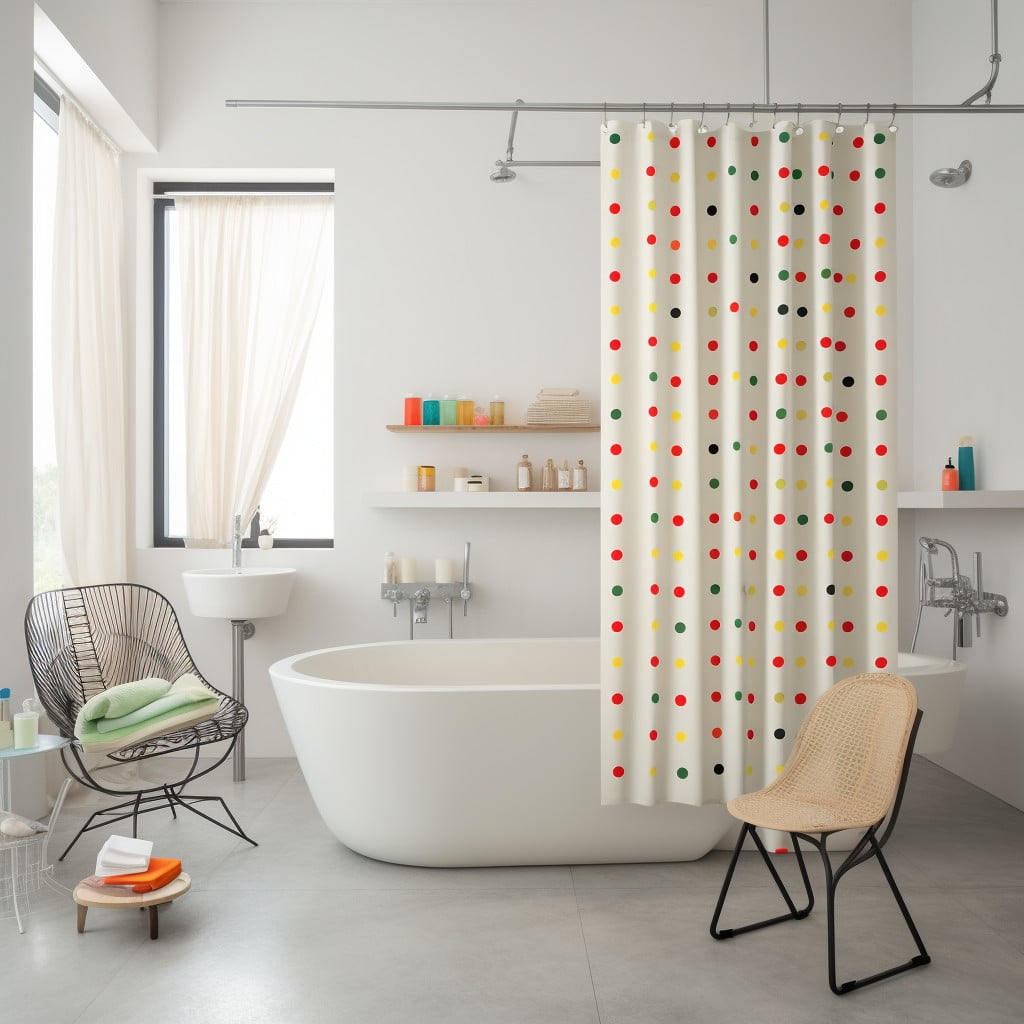 Polka Dot Curtain for a Retro Feel Bathroom Curtain