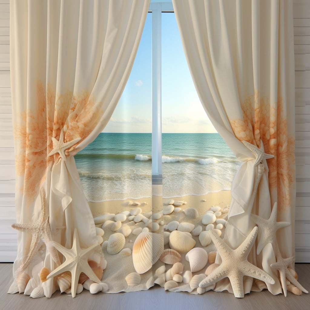Seashell Patterned Curtains Bathroom Curtain