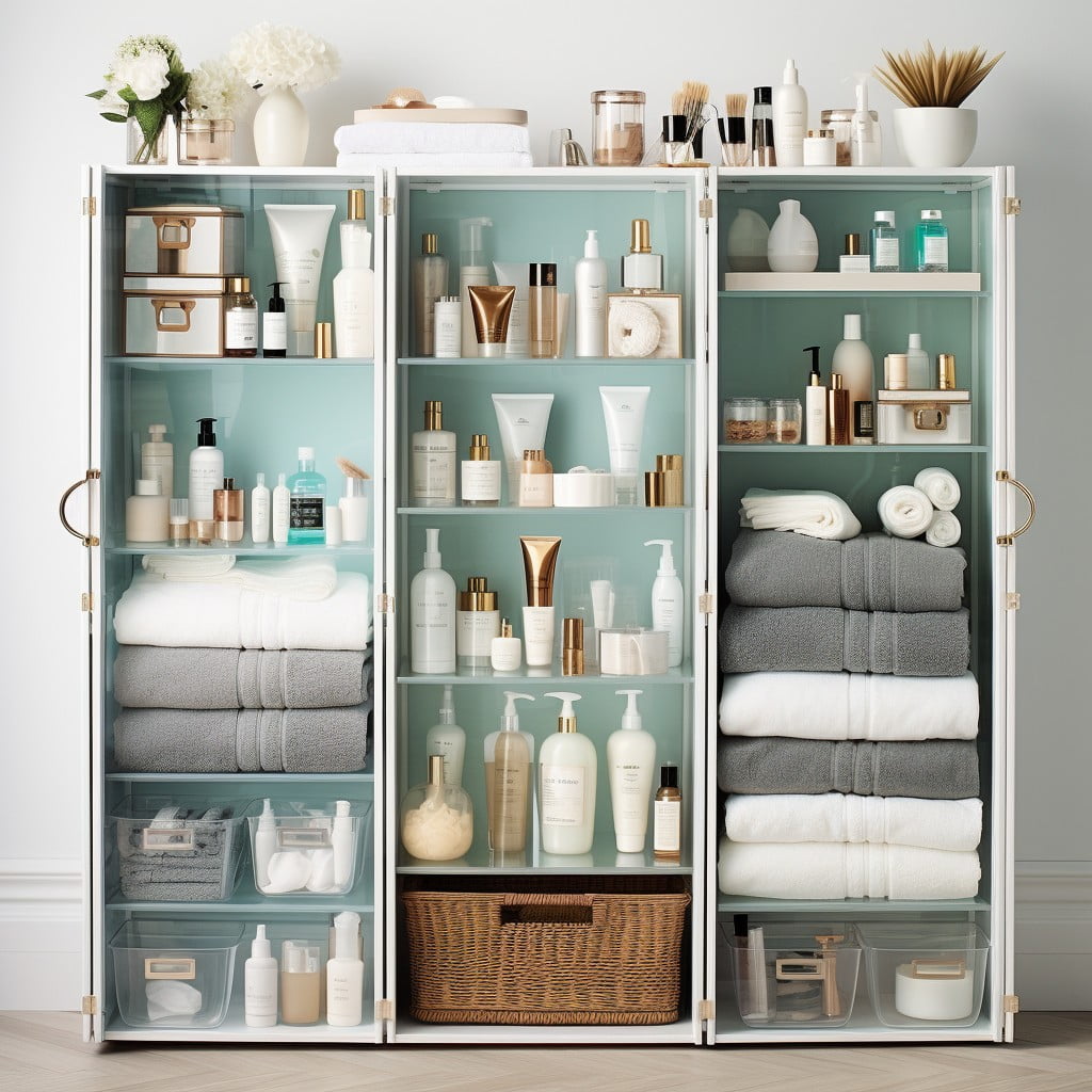 Separate Daily Use Items and Less Often Used Items Bathroom Closet Organization