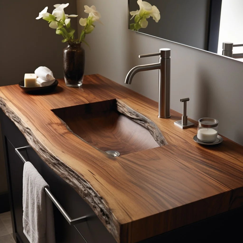 Sink With Wooden Countertop Bathroom Sink