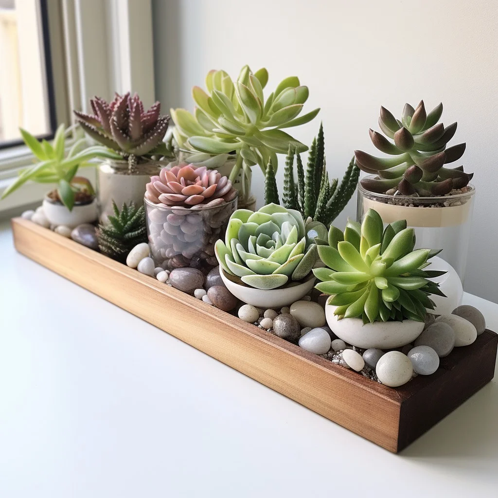 Small Succulents On Vanity Shelves Bathroom Planter