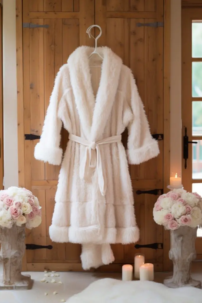 Soft, Fluffy Bathrobes Romantic Bathroom --ar 2:3