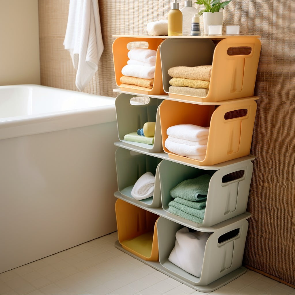 Stackable Bins Bathroom Closet 