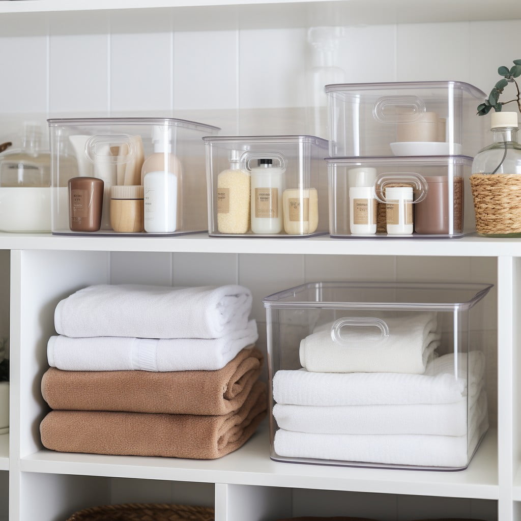 Stackable Clear Storage Bins Bathroom Closet Organization