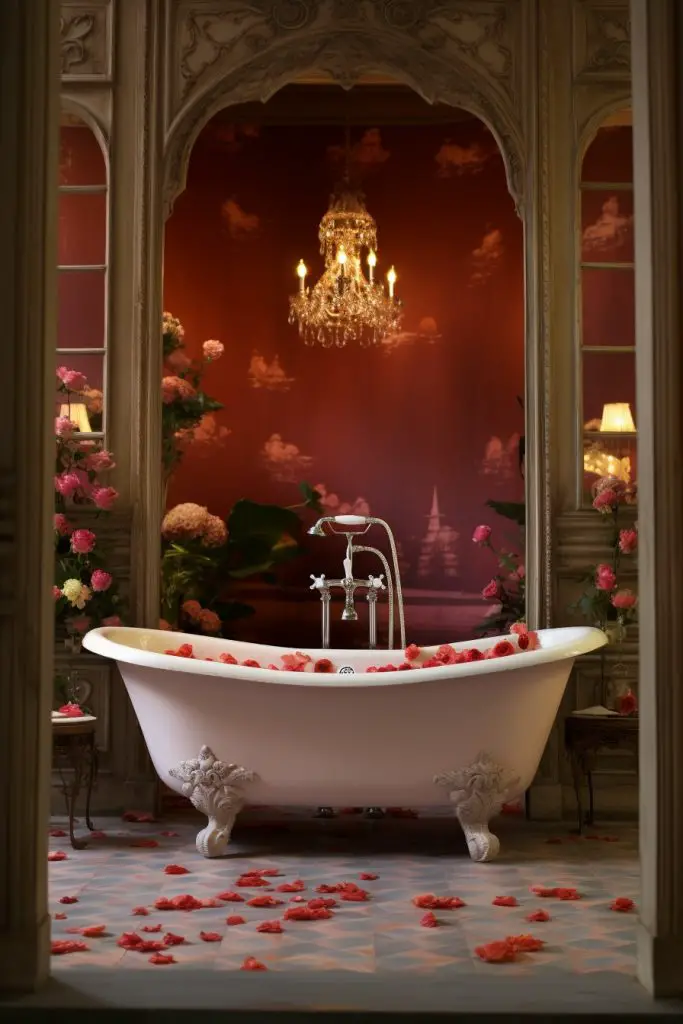 Standing Bathtub Romantic Bathroom --ar 2:3