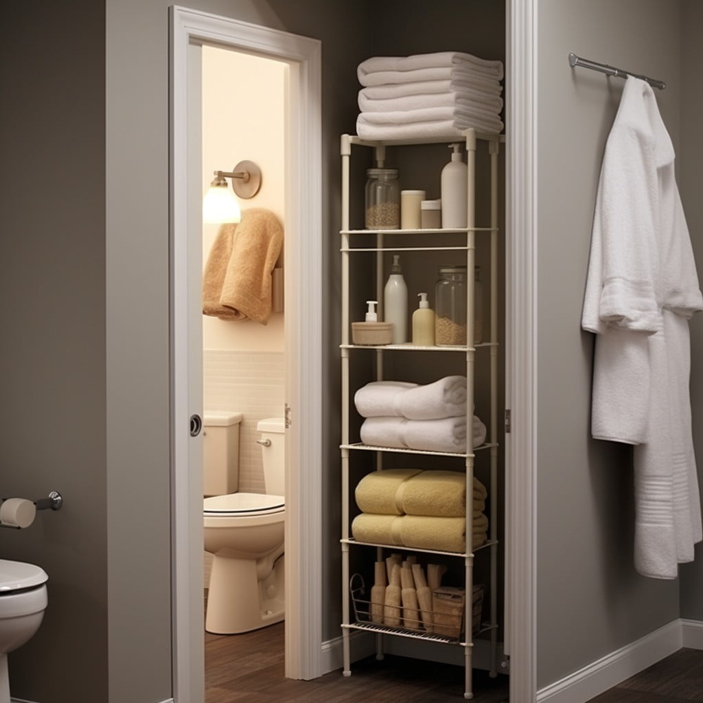 Store Items in Vertical Storage Units Bathroom Closet Organization
