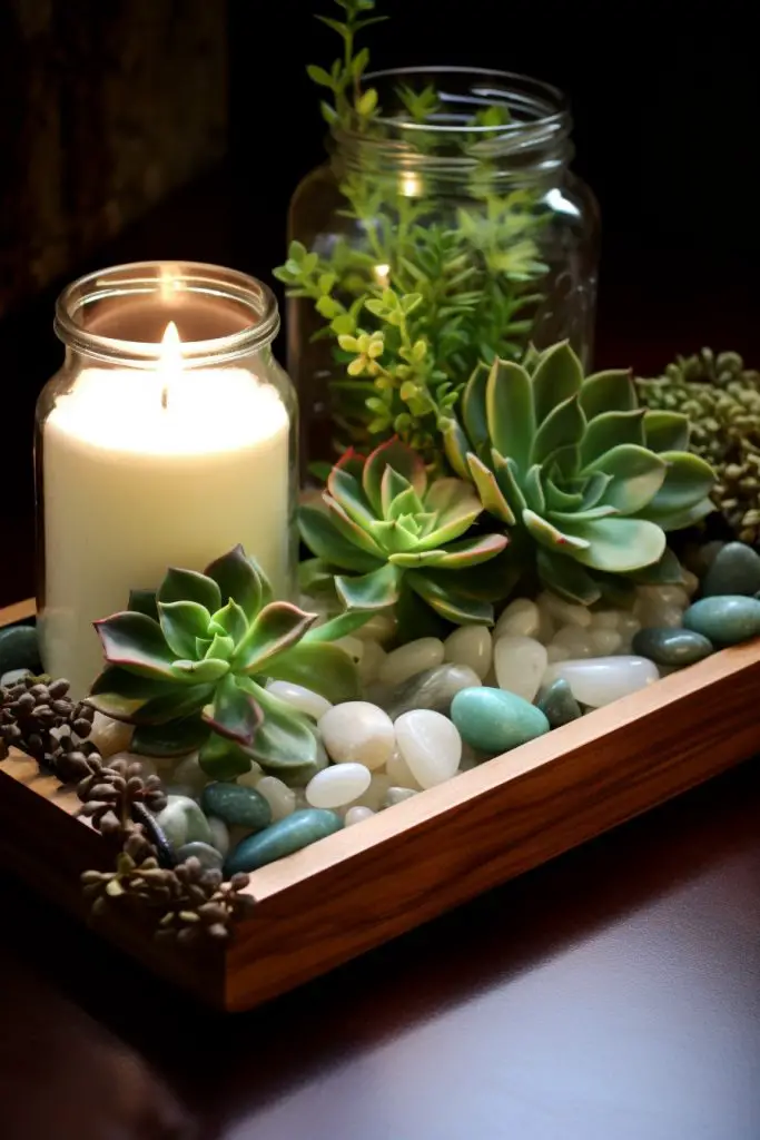 Succulent and Candle Combo Tray Bathroom Tray --ar 2:3