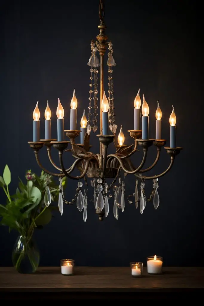 Suspended Candle-style Chandelier for Vintage Appeal Bathroom Chandelier --ar 2:3