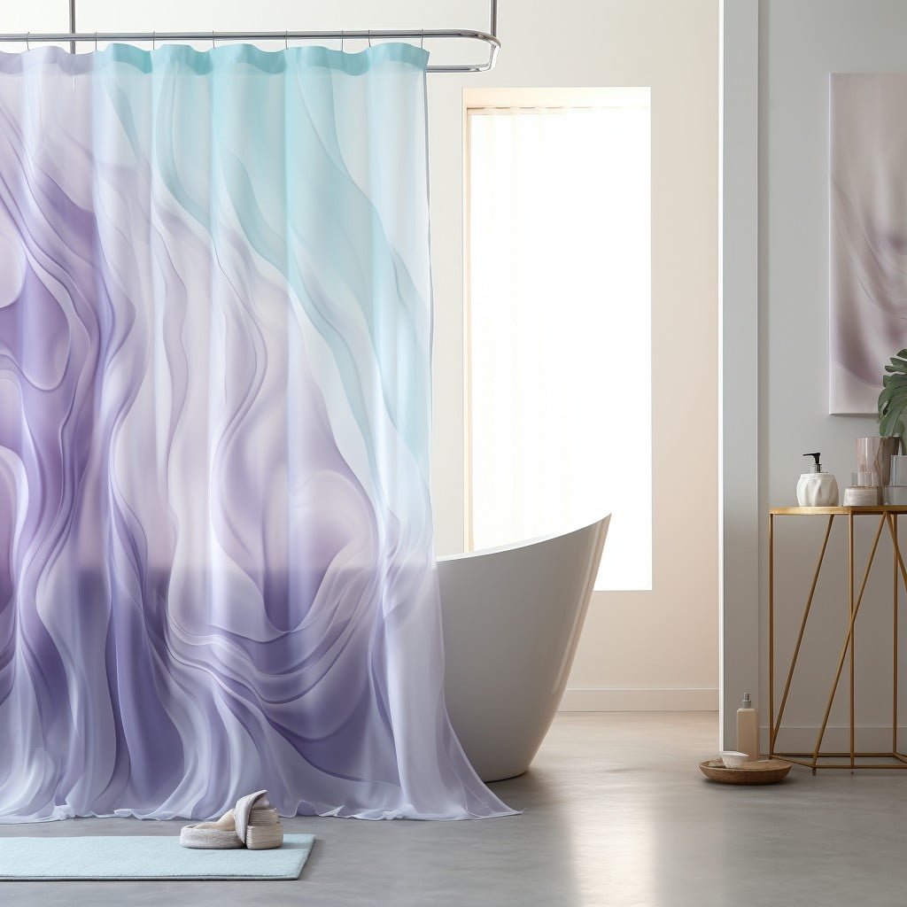 Transparent Curtains With Abstract Prints Bathroom Curtain
